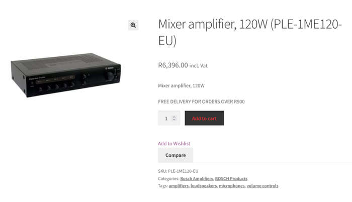 Bosch Plena Mixer Amplifier - PLE-1ME120-EU